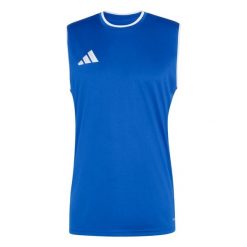 Koszulka męska adidas Entrada Sleeveless Jersey. Białe koszulki sportowe męskie Adidas, l, bez wzorów, z jersey, bez kołnierzyka, bez ramiączek, do piłki nożnej, climacool (adidas). Za 60.99 zł.