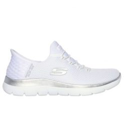 Buty Skechers Slip-ins: Summits - Diamond Dream 150123 białe. Białe obuwie sportowe damskie bez wzorów, z materiału. Za 586.95 zł.