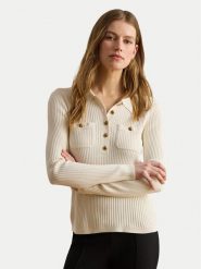 LAUREN RALPH LAUREN Sweter 200P03459003 Kremowy Slim Fit. Białe swetry damskie Lauren Ralph Lauren, s, bez wzorów, z wiskozy, bez kołnierzyka, bez ramiączek, bez kaptura. Za 989.99 zł.