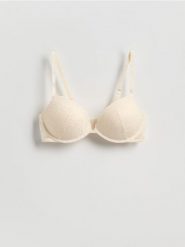 Biustonosz push up - złamana biel. Biustonosze Reserved, bez wzorów, z dzianiny. Za 69.99 zł.