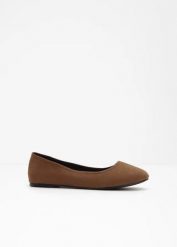 Baleriny. Brązowe baleriny damskie bonprix, bez wzorów, eleganckie, bez obcasa. Za 64.99 zł.