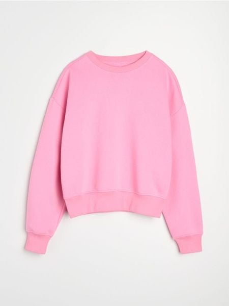Dresowa bluza crewneck basic - różowy. Czerwone bluzy damskie Sinsay, l, bez wzorów, z dresówki, bez kaptura. Za 35.99 zł.