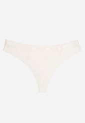 Białe Bawełniane Majtki Stringi z Prążkowanego Materiału Sesivia. Białe stringi damskie Born2be, l, bez wzorów, z bawełny. Za 4.99 zł.