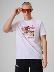 4F T-shirt relaxed z nadrukiem męski - biały S. Białe t-shirty męskie 4f, m, bez wzorów, z bawełny, klasyczne, bez kołnierzyka. Za 79.99 zł.