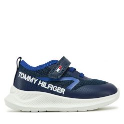 Sneakersy Tommy Hilfiger. Niebieskie trampki i tenisówki chłopięce Tommy Hilfiger, bez wzorów, bez zapięcia. Za 179.99 zł.