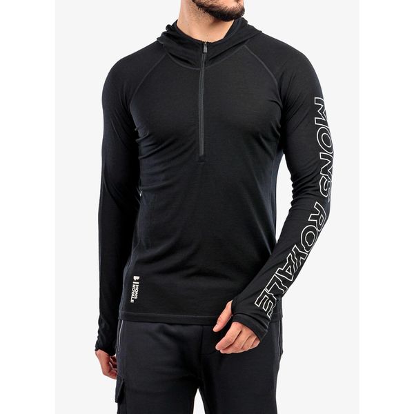 Bluza termoaktywna męska Mons Royale Temple Tech Hood. Czarne bluzy męskie Mons Royale, m, bez wzorów, bez kaptura. Za 438.28 zł.