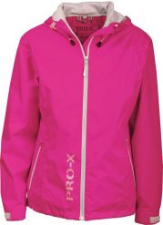 Damska kurtka wodoodporna Pro-X Elements Flash. Czerwone kurtki damskie PRO-X ELEMENTS, bez wzorów, z materiału, z kapturem. Za 340.50 zł.