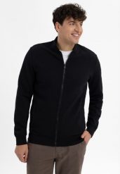 Bluza ze strukturą B-BONET. Czarne bluzy męskie Volcano, m, bez wzorów, z bawełny, bez kaptura. Za 169.99 zł.