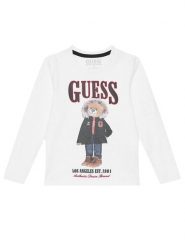 Guess Bluzka N5BI04 I3Z14 Biały Regular Fit. Białe t-shirty dla chłopców Guess, z aplikacjami, z bawełny, bez ramiączek. Za 89.99 zł.