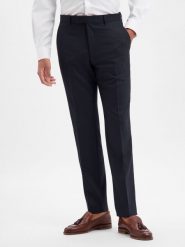 BOSS Spodnie z zawartością wełny - Leon Mężczyźni Regular Fit niebieski, 54. Niebieskie eleganckie spodnie męskie Boss, m, bez wzorów, z wełny. Za 599.95 zł.