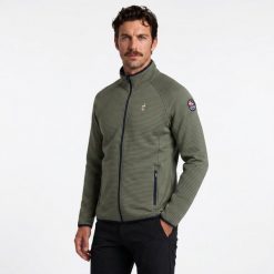 Bluza polarowa turystyczna męska AULP NUMIX trekkingowa rozpinana. Zielone bluzy męskie Aulp, m, bez wzorów, z dzianiny, bez kaptura, trekkingowe. Za 399.99 zł.