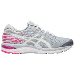 Kobieta bieganie buty Asics Gel Cumulus 21. Szare obuwie sportowe damskie Asics, bez wzorów, z meshu, do biegania. Za 307.05 zł.