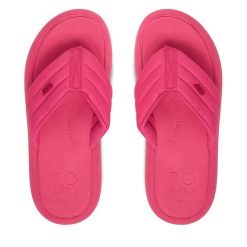 Japonki Roxy. Czerwone klapki damskie Roxy, bez wzorów, bez obcasa. Za 129.99 zł.