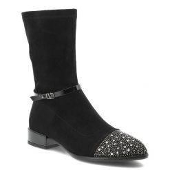 Czarne Botki S.Barski Eleganckie Buty Damskie. Czarne kozaki damskie S.BARSKI, bez obcasa. Za 237.99 zł.