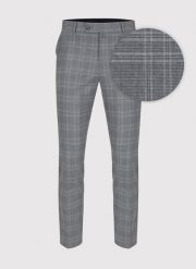 PAKO LORENTE – Szare spodnie garniturowe w kratkę. Szare eleganckie spodnie męskie Pako Lorente, m, bez wzorów, z poliesteru. Za 399.99 zł.