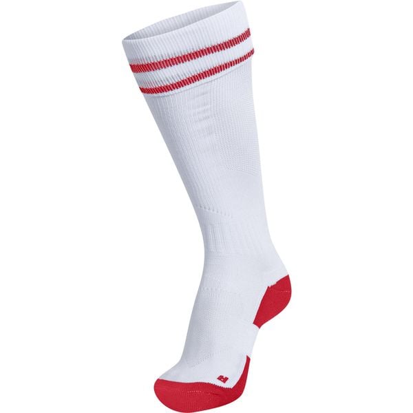 Getry piłkarskie dla dorosłych Hummel Element Football Sock. Białe legginsy sportowe męskie Hummel, bez wzorów, do piłki nożnej. Za 38.00 zł.