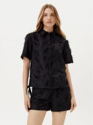 Silvian Heach Koszula Serema GPP25332CA Czarny Regular Fit. Czarne bluzki damskie Silvian Heach, bez wzorów, z bawełny, bez kołnierzyka, bez ramiączek. Za 349.99 zł.