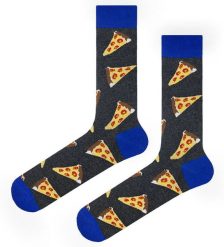 Tematyczne Skarpetki Bawełniane - Pizza na Szarym Tle. Szare skarpety męskie His Story, bez wzorów, z bawełny. Za 29.99 zł.