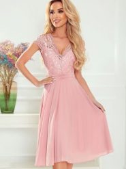 Sukienka Model Linda 381-1 Dirty Pink - Numoco. Różowe sukienki damskie NUMOCO, l, bez wzorów, z elastanu, bez kołnierzyka, bez ramiączek, mini. Za 441.32 zł.
