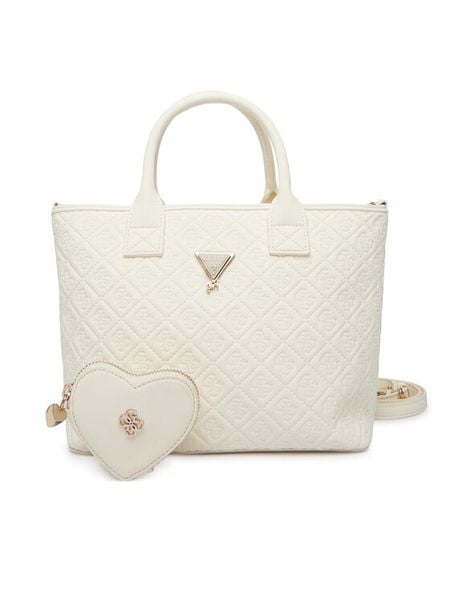 Guess Torebka J6GZ37 WR200 Écru. Białe torby i plecaki dziecięce Guess, z aplikacjami, ze skóry, bez dodatków. Za 211.99 zł.