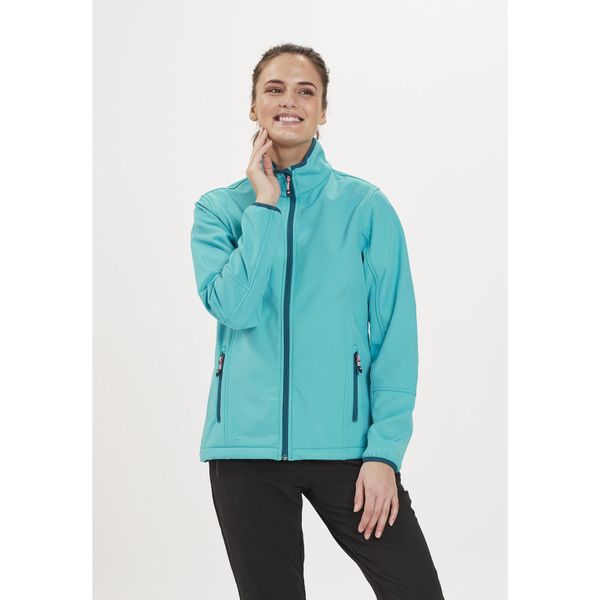 Softshell damski Whistler Covina. Niebieskie kurtki damskie Whistler, bez wzorów, z softshellu, bez kaptura, trekkingowe. Za 199.99 zł.