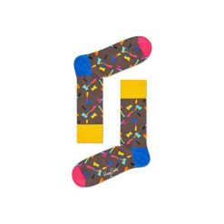Skarpetki Happy Socks - Axe (AXE01-8000). Szare skarpety męskie Happy Socks, w kolorowe wzory, z bawełny. Za 34.90 zł.