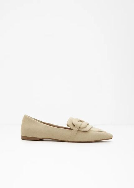 Loafersy. Zielone baleriny damskie bonprix, bez wzorów, eleganckie, bez obcasa. Za 54.99 zł.