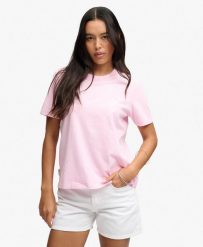 Superdry Damska koszulka Essential Logo haftowana z bawełny organicznej. Czerwone t-shirty damskie Superdry., bez wzorów, z bawełny, klasyczne, bez kołnierzyka. Za 122.30 zł.