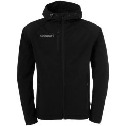 Kurtka softshell Uhlsport Essential. Czarne kurtki damskie Uhlsport, l, bez wzorów, z materiału, z kapturem. Za 349.00 zł.