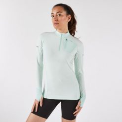 Bluza do biegania damska Kiprun Run 900 Warm. Niebieskie bluzy sportowe damskie KIPRUN, l, bez wzorów, z materiału, bez kaptura, do biegania. Za 149.99 zł.