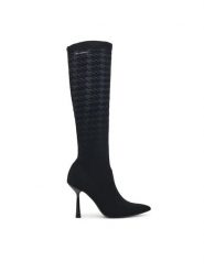 KARL LAGERFELD Kozaki Pandara KL31390 Czarny. Czarne kozaki damskie KARL LAGERFELD, ze skóry, bez obcasa, na szpilce. Za 879.99 zł.