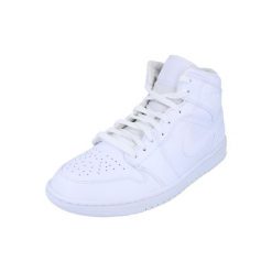 Buty do chodzenia męskie Nike Air Jordan 1 Mid. Białe buty sportowe męskie Nike, z materiału, za kostkę, bez zapięcia, do biegania, Nike Air Jordan. Za 611.00 zł.