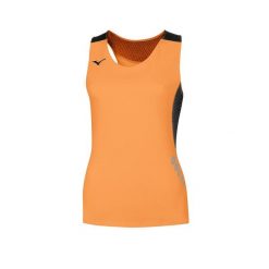 Damski tank top Mizuno Premium. Brązowe koszulki sportowe damskie Mizuno, bez wzorów, bez kołnierzyka, bez ramiączek, na fitness i siłownię. W wyprzedaży za 91.00 zł.