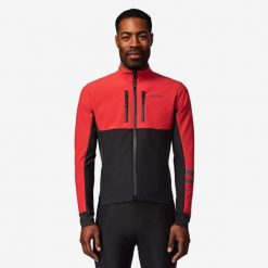 Kurtka rowerowa szosowa męska Van Rysel EDR zimowa. Czarne kurtki męskie VAN RYSEL, na zimę, l, bez wzorów, z materiału, bez kaptura. Za 349.99 zł.