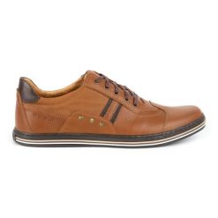 Polbut Buty męskie casual 1801L Ax Camel brązowe. Brązowe półbuty na co dzień męskie na jesień, z jeansu, casualowe, bez zapięcia. Za 319.69 zł.