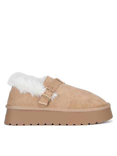 Beverly Hills Polo Club Kapcie WSX23-08 Beżowy. Brązowe kapcie damskie Beverly Hills Polo Club, bez wzorów, z materiału. Za 169.99 zł.