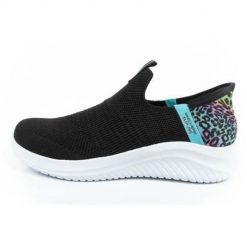 Buty do chodzenia damskie Skechers 303801LBKMT. Czarne obuwie sportowe damskie Skechers, bez wzorów, z materiału, trekkingowe. Za 333.00 zł.