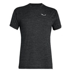Koszulka trekkingowa męska Puez Melange Dry Ss Tee. Czarne koszulki sportowe męskie Salewa, l, bez wzorów, bez kołnierzyka, bez ramiączek, trekkingowe. Za 148.50 zł.