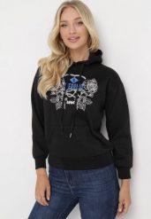 Czarna Bluza z Kapturem i Nadrukiem oraz Ściągaczami Apperforda. Czarne bluzy damskie Born2be, l, bez wzorów, z polaru, z kapturem. Za 84.99 zł.