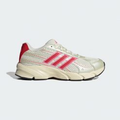 BUTY TECHNOCHAOS 2000. Białe obuwie sportowe damskie Adidas, bez wzorów, z gumy, do biegania. Za 385.50 zł.