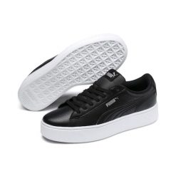 Podwyższone damskie buty sportowe PUMA Vikky PUMA Black. Czarne obuwie sportowe damskie Puma, bez wzorów, z gumy, trekkingowe, Puma Vikky. Za 283.75 zł.