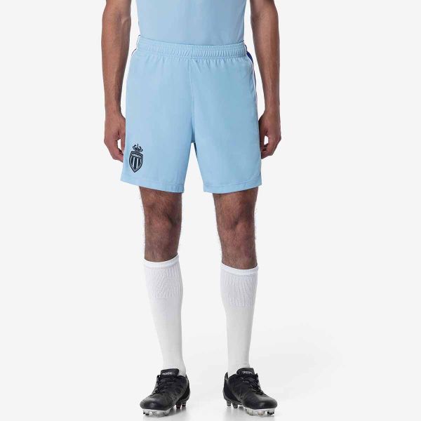 Spodenki bramkarskie AS Monaco Kombat Ryder 2024/25. Niebieskie krótkie spodenki sportowe męskie Kappa, l, bez wzorów, z materiału, eleganckie. Za 160.50 zł.