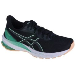Buty do biegania Asics GT-1000 12 W 1012B450-006 czarne. Czarne obuwie sportowe damskie bez wzorów, z gumy, do biegania. Za 701.59 zł.