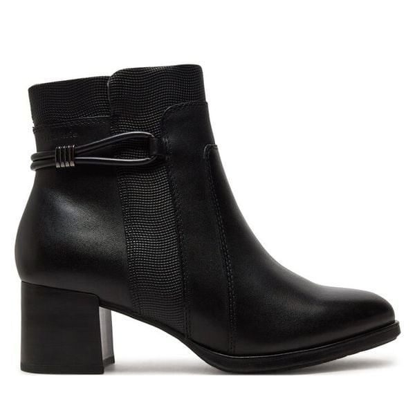 Botki Tamaris. Czarne botki damskie Tamaris, bez obcasa, na słupku, bez zapięcia. Za 569.99 zł.