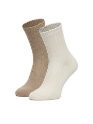 Nine West Skarpety długie CEO_AS_NW_08_W_AW25 (2 PACK) Écru. Skarpety damskie Nine West, bez wzorów, z materiału. Za 39.99 zł.