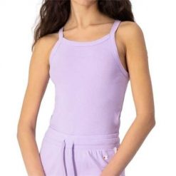 Koszulka sportowa damska Champion Tank Top. Fioletowe koszulki sportowe damskie Champion, s, bez wzorów, bez kołnierzyka, bez ramiączek. Za 55.59 zł.
