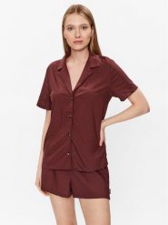 Calvin Klein Underwear Piżama 000QS6967E Brązowy Regular Fit. Brązowe piżamy damskie Calvin Klein Underwear, s, bez wzorów, z wiskozy, bez ramiączek. Za 219.99 zł.