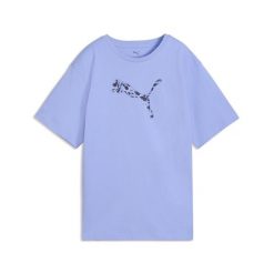 Damska luźna koszulka Essentials ze zwierzęcym nadrukiem PUMA. Fioletowe t-shirty damskie Puma, bez wzorów, casualowe, bez kołnierzyka. Za 109.00 zł.