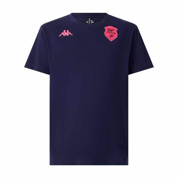 T-shirt Stade Français LA84 SFP. Niebieskie koszulki sportowe męskie Kappa, m, bez wzorów, z bawełny, eleganckie, bez kołnierzyka. Za 259.00 zł.