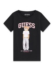 Guess Kids Tank top 183786 Czarny Classic Fit. Czarne t-shirty i topy dla dziewczynek Guess Kids, z aplikacjami, bez ramiączek. Za 114.99 zł.